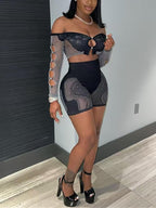 Hollow Out Off Shoulder Short Sets