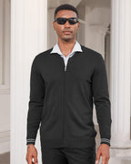 Mens Casual Stand Collar Full-Zip Jacket