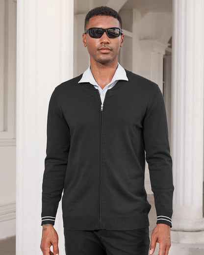 Mens Casual Stand Collar Full-Zip Jacket