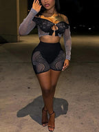 Hollow Out Off Shoulder Short Sets