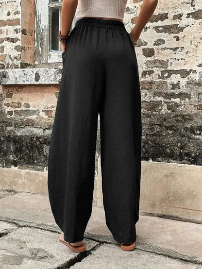 High Waisted Straight Leg Pants with Pockets