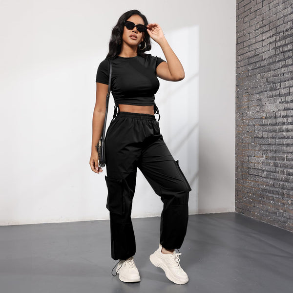 Two Piece Crop Tops & Cargo Pants