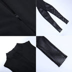 V Neck Sleeveless Bodycon Mesh Jumpsuit