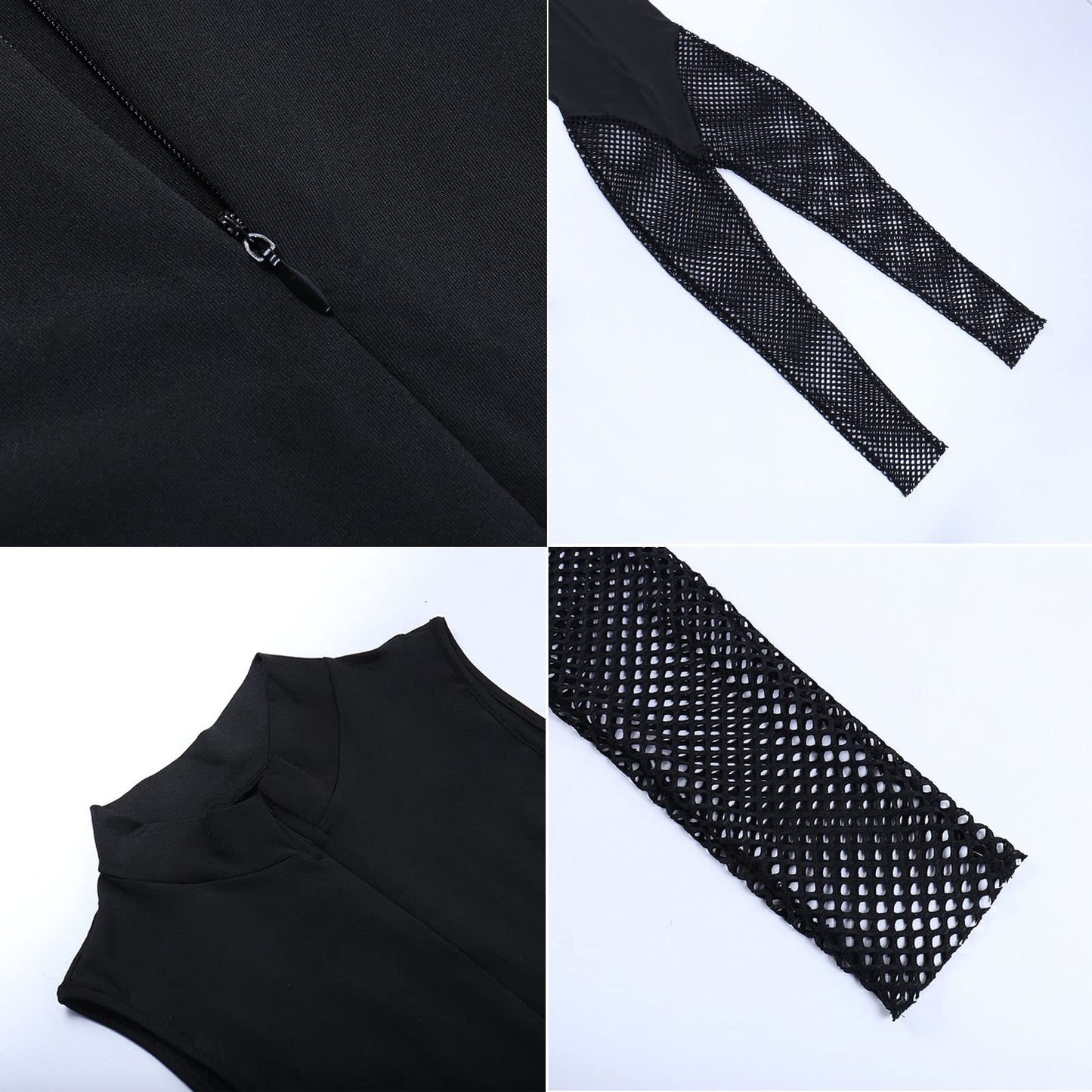 V Neck Sleeveless Bodycon Mesh Jumpsuit