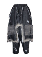 Distressed  Denim Harem Pants
