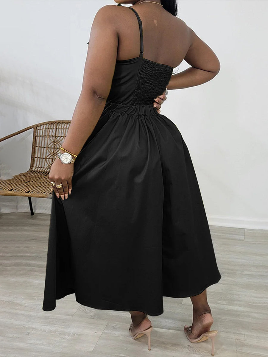 One-Shoulder Ruched Petal Cutout Dress