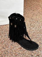 Bohemian Studs Tassel Thong Sandals