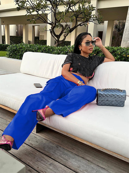 High Wasited Wide Leg Pants with Pockets