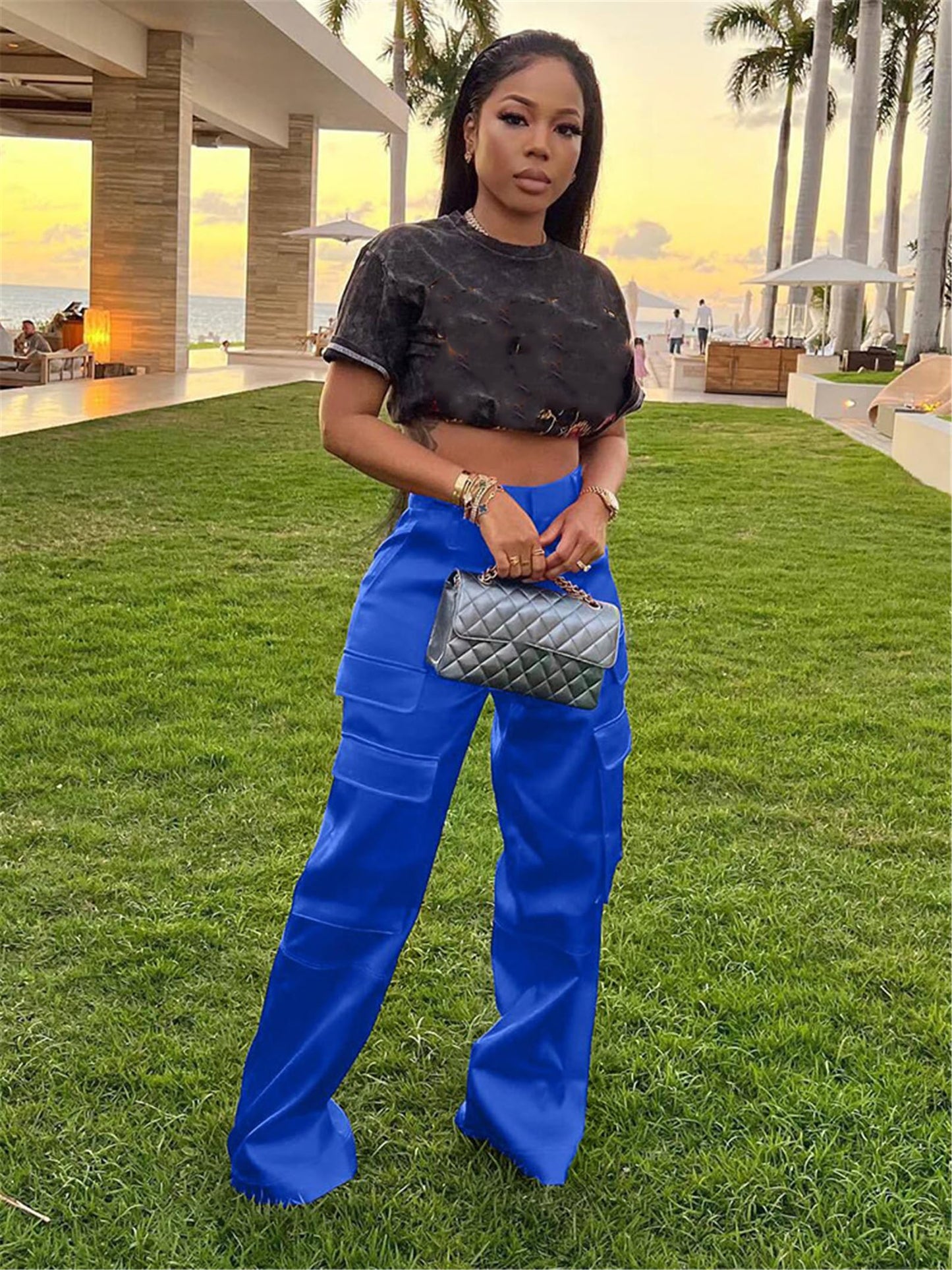 High Wasited Wide Leg Pants with Pockets