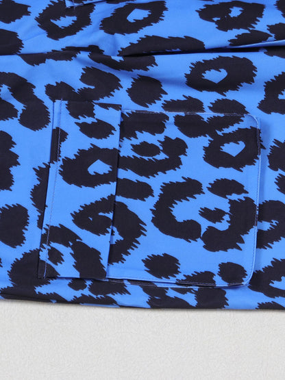 Two Pieces Print Lace-Up Cargo Pants Set