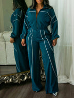 Stripe Jacket Pants Set