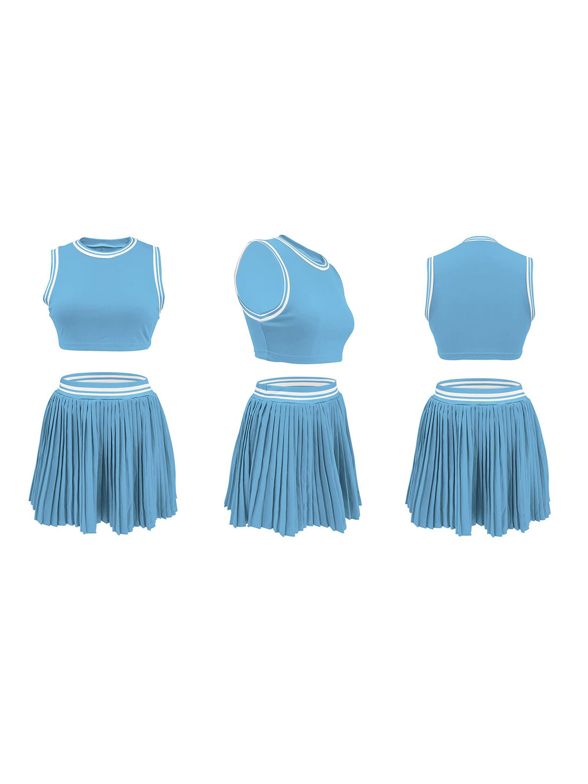 Sleeveless Crop Top Pleated Skirt Set