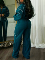 Stripe Jacket Pants Set