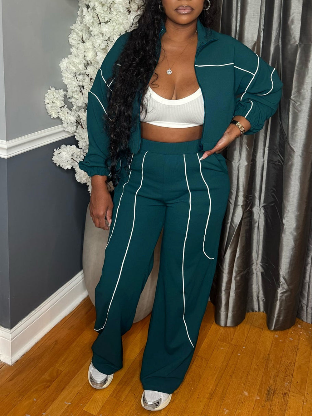 Stripe Jacket Pants Set