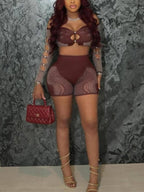 Hollow Out Off Shoulder Short Sets