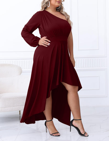 Plus Size One Shoulder Irregular Hem Dress
