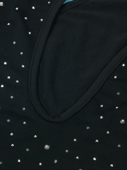 One-Shoulder Rhinestone Cutout Mini Dress