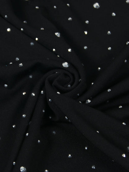 One-Shoulder Rhinestone Cutout Mini Dress