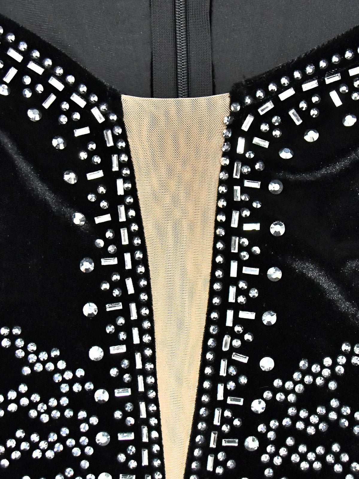 Rhinestone Velvet Mesh Maxi Dress