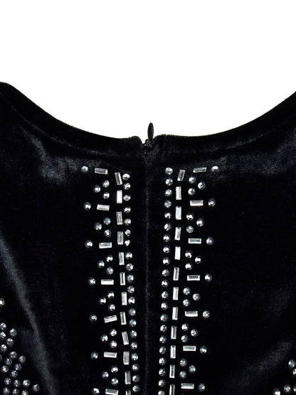 Rhinestone Velvet Mesh Maxi Dress