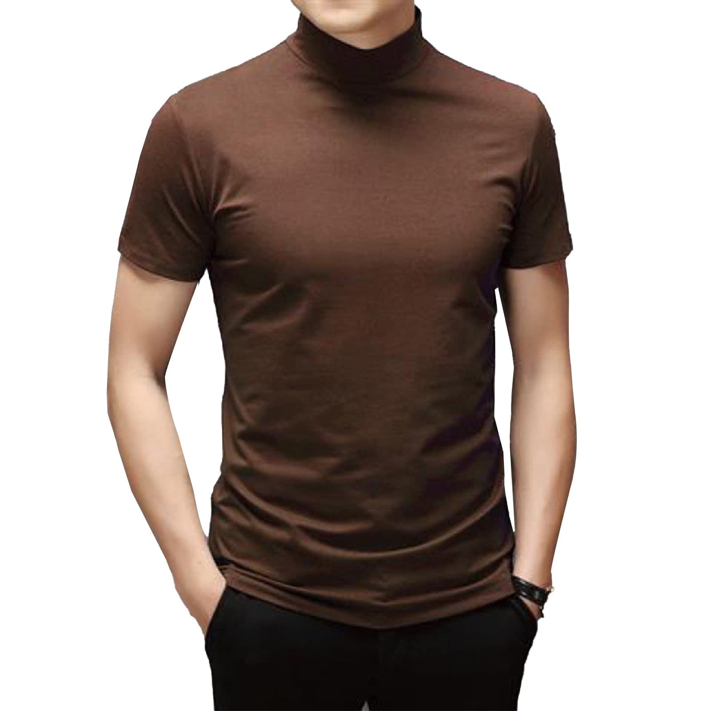 Mens Short Sleeve Turtleneck Tops