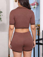 Knit Crop Top Shorts Sets