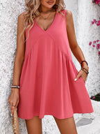 V Neck Sleeveless Loose Mini Dress
