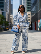 Printed Shirt Wide Leg Pants Set