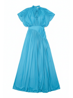 Elegant Pleated Drawstring Waist Maxi Dress
