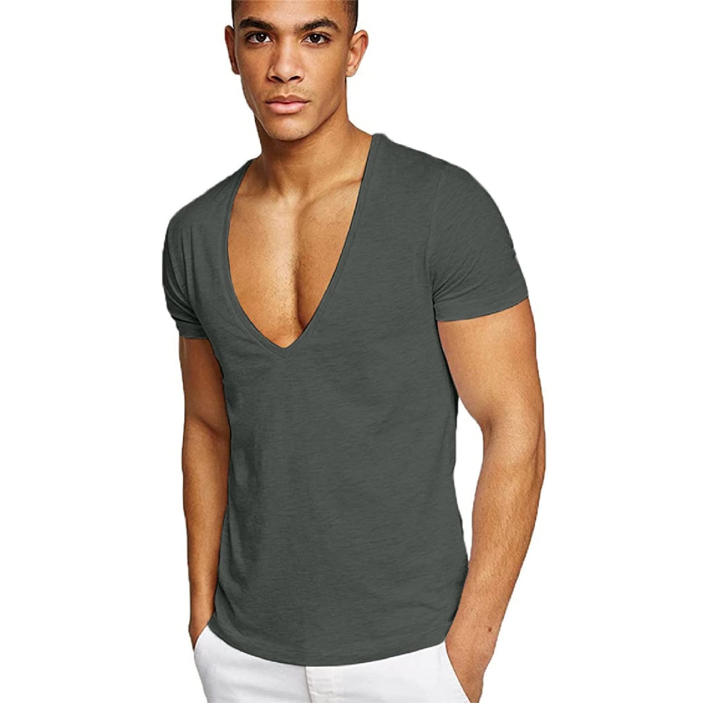 Mens V Neck Short Sleeve Tops