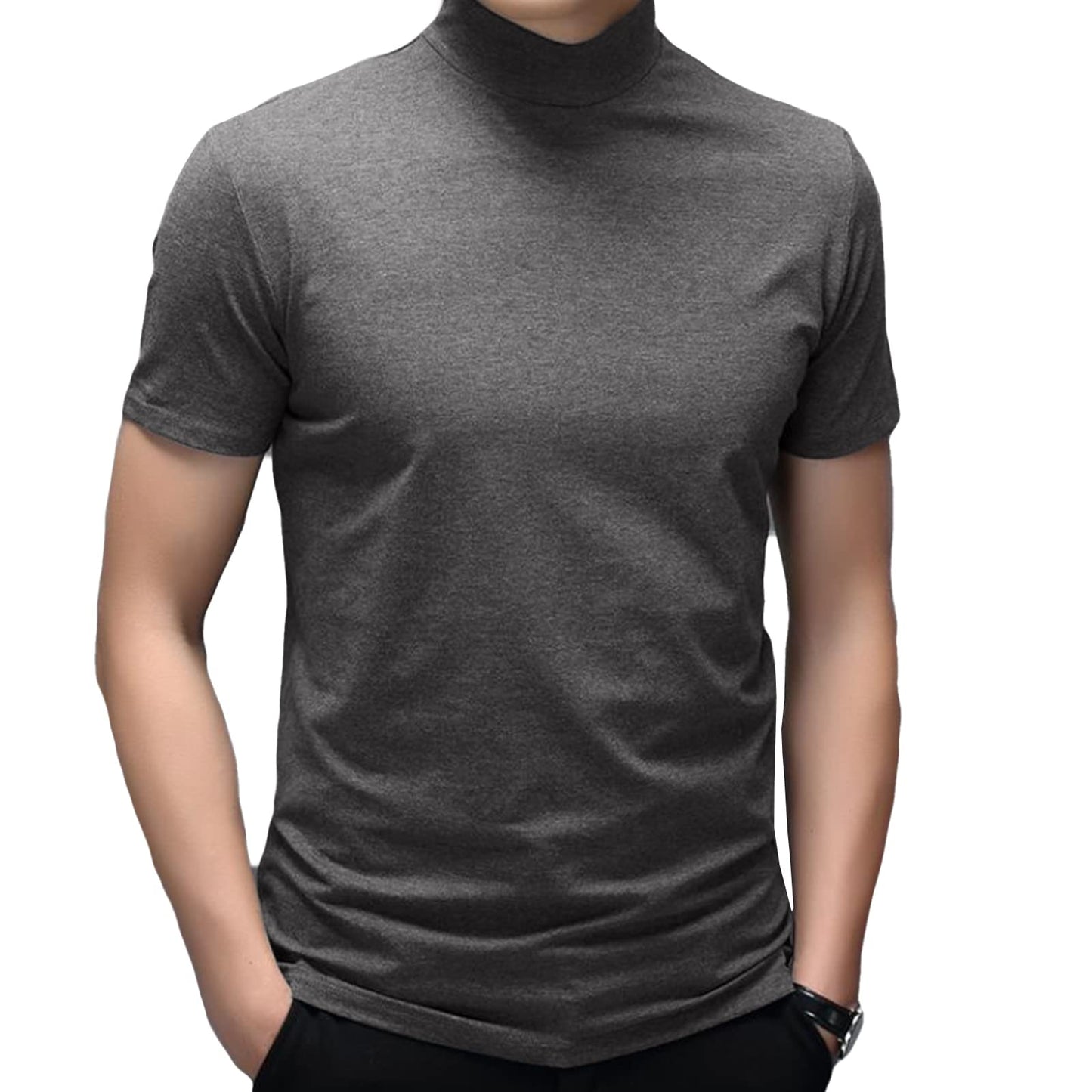 Mens Short Sleeve Turtleneck Tops