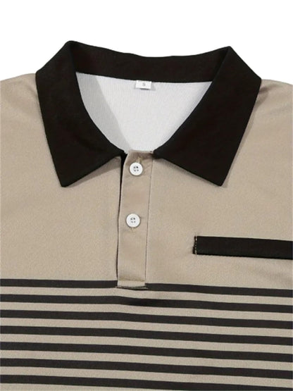 Mens Color Block Striped Polo Shirts