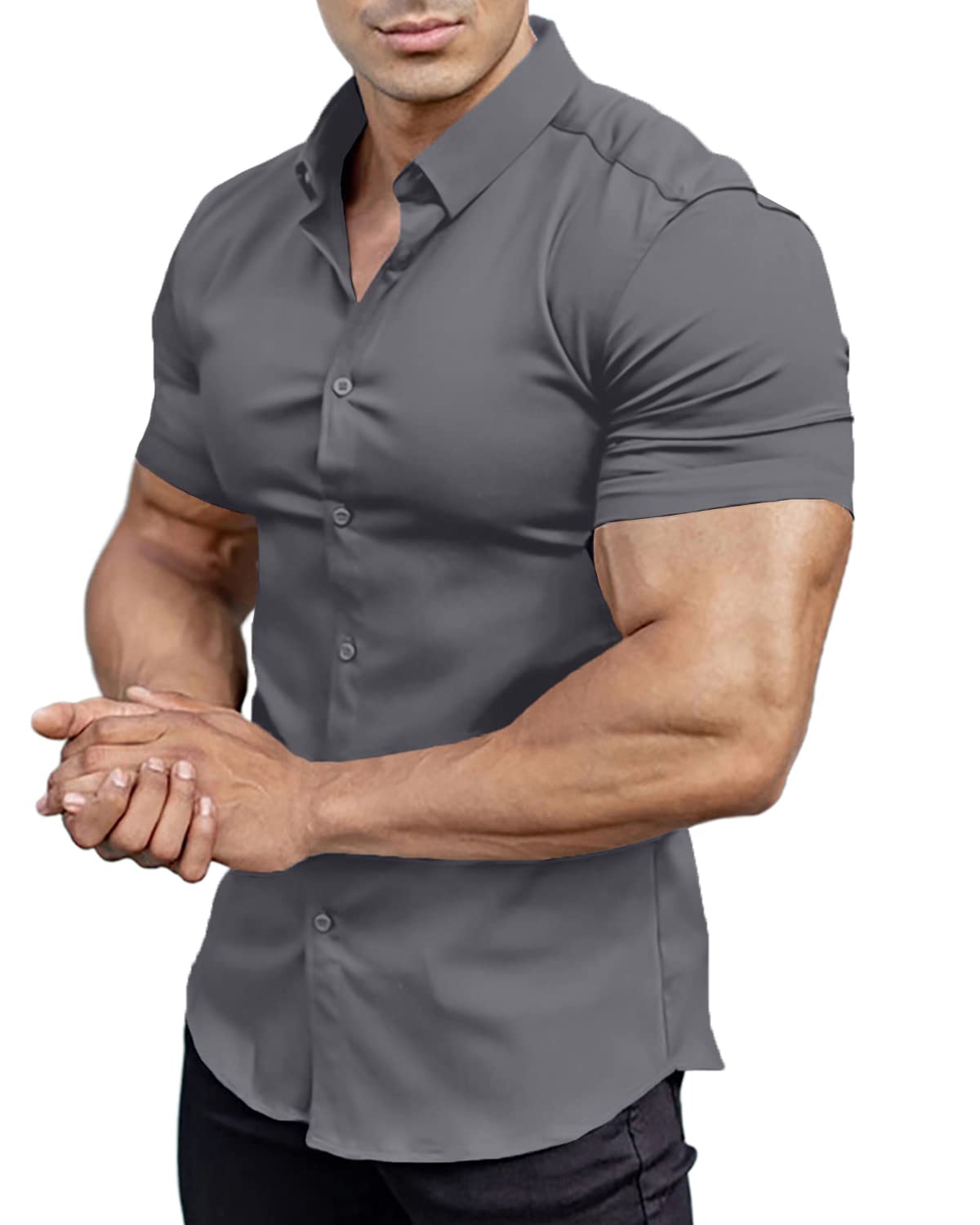 Camisas con botones de manga corta para hombre