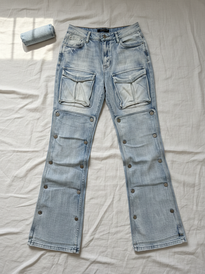 Multi-Pocket Straight Leg Jeans