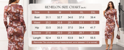 Floral Print Long Sleeve Side Split Dresses