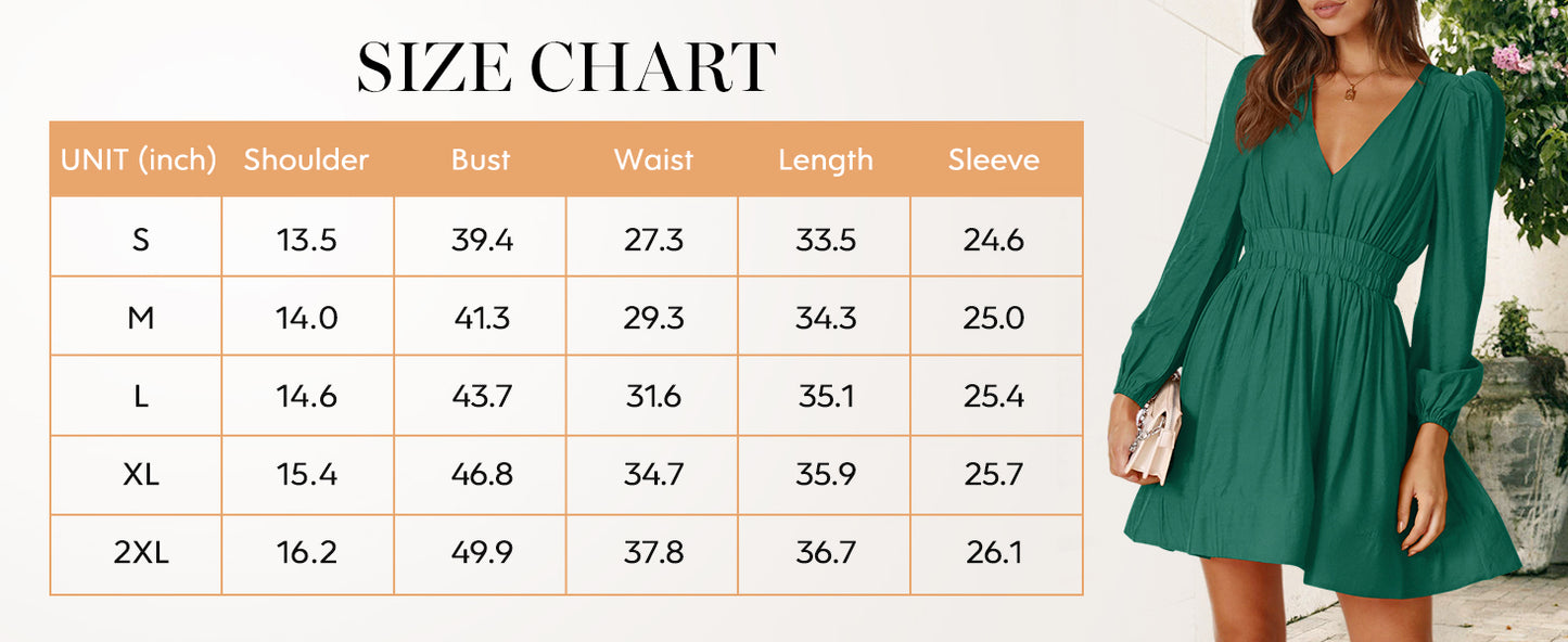 Long Sleeve V Neck Mini Dress