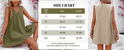 V Neck Sleeveless Loose Mini Dress