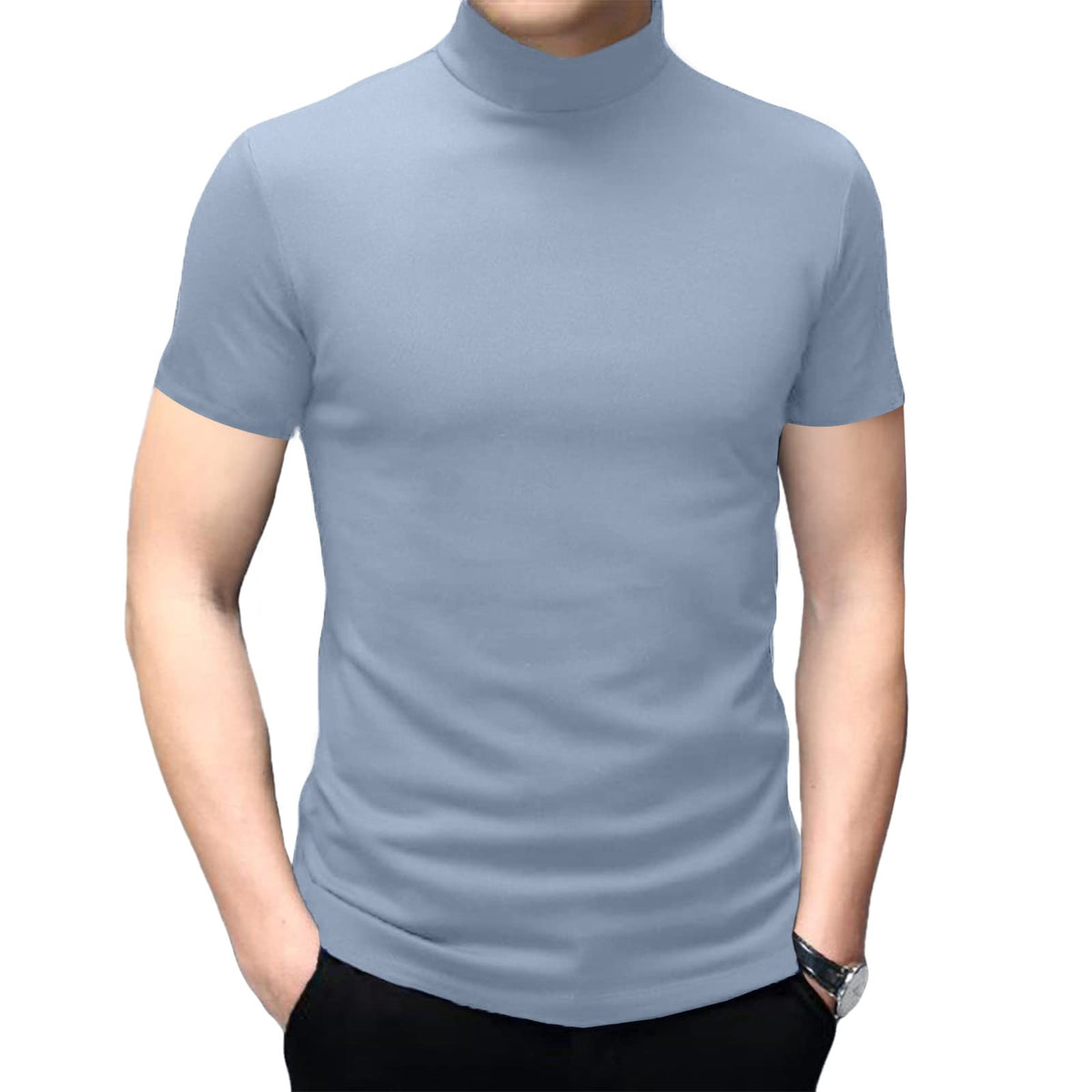 Mens Short Sleeve Turtleneck Tops