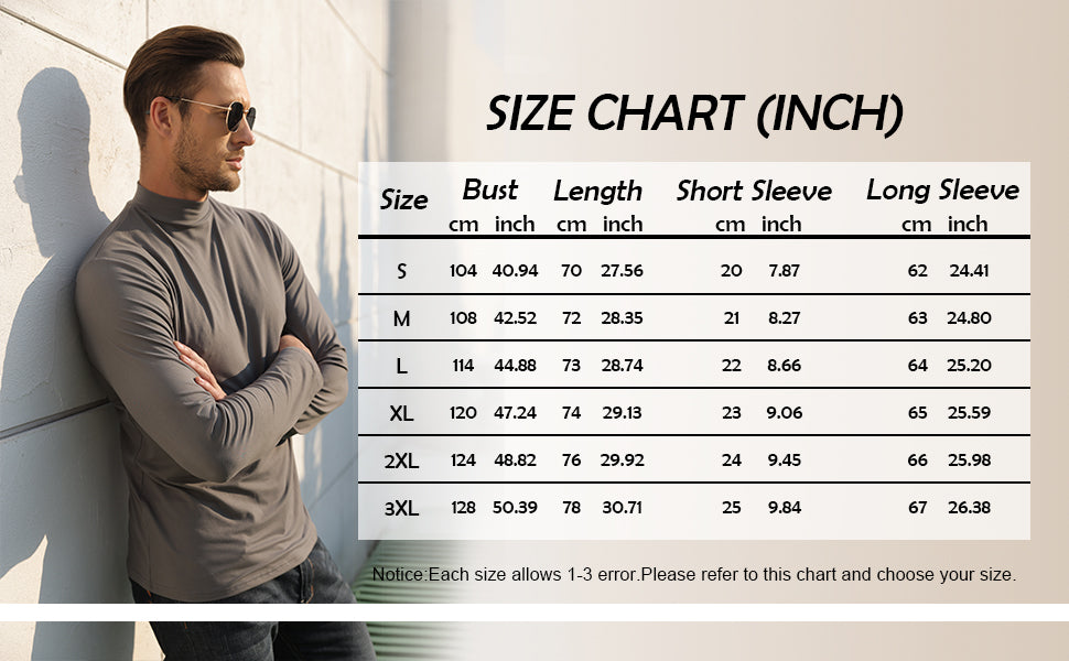 Mens Long Sleeve Turtleneck Tops