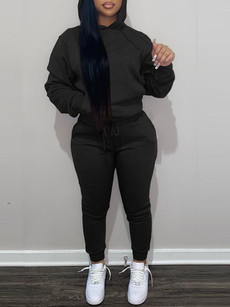 Conjunto de sudadera con capucha y pantalones deportivos con forro polar 