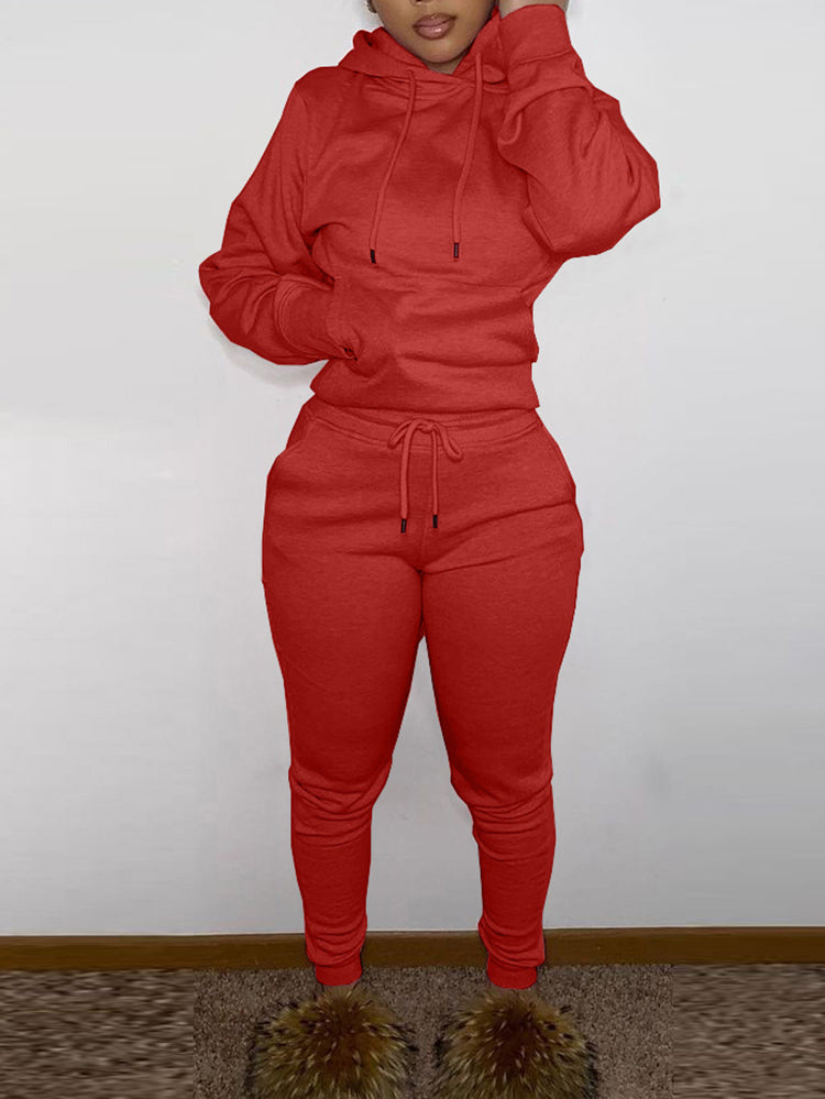 Conjunto de sudadera con capucha y pantalones deportivos con forro polar 