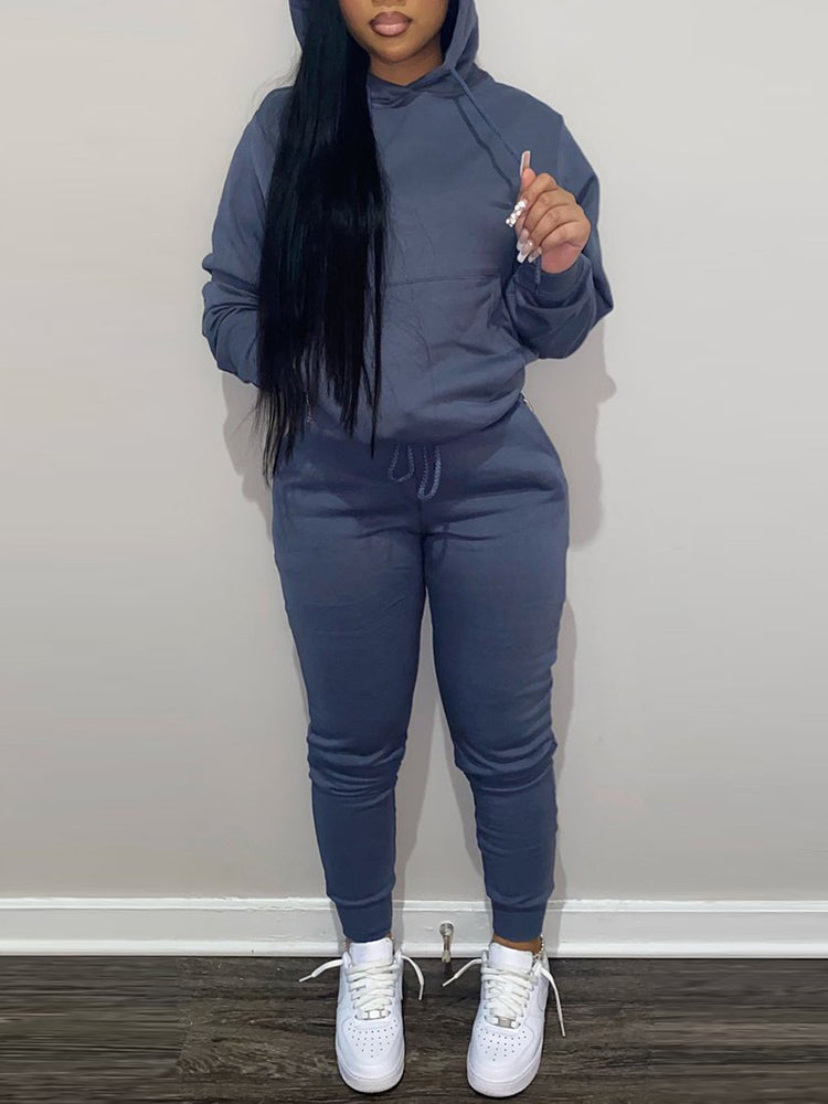 Conjunto de sudadera con capucha y pantalones deportivos con forro polar 