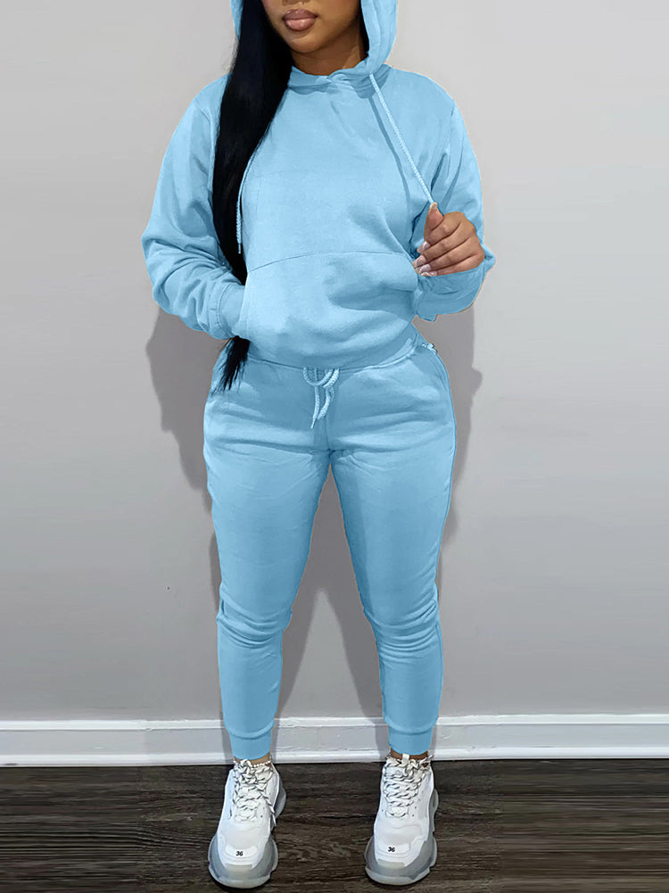 Conjunto de sudadera con capucha y pantalones deportivos con forro polar 