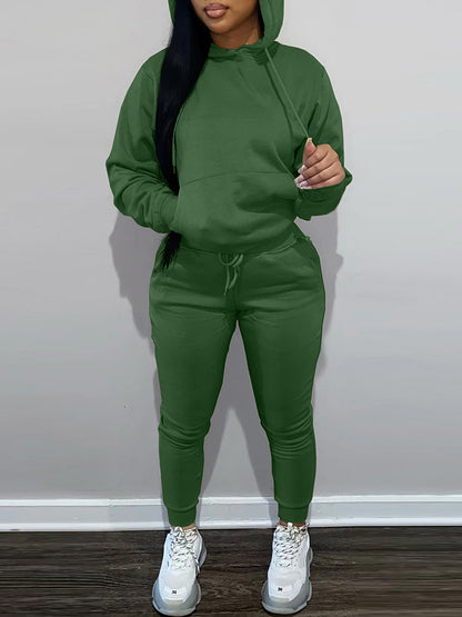 Conjunto de sudadera con capucha y pantalones deportivos con forro polar 