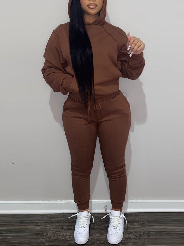 Conjunto de sudadera con capucha y pantalones deportivos con forro polar 