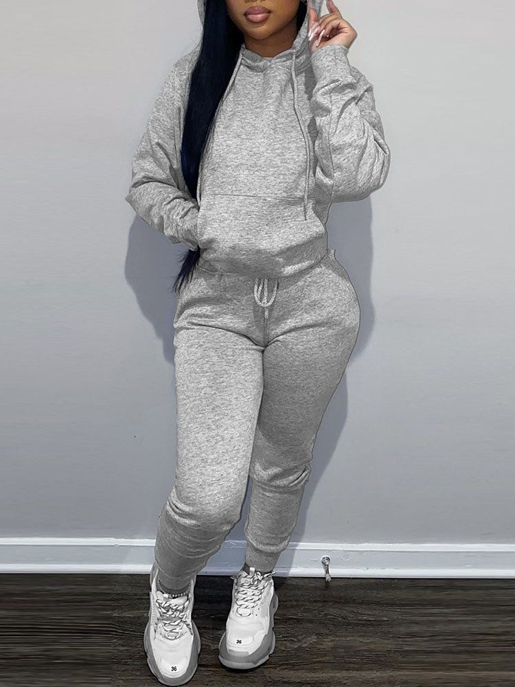 Conjunto de sudadera con capucha y pantalones deportivos con forro polar 