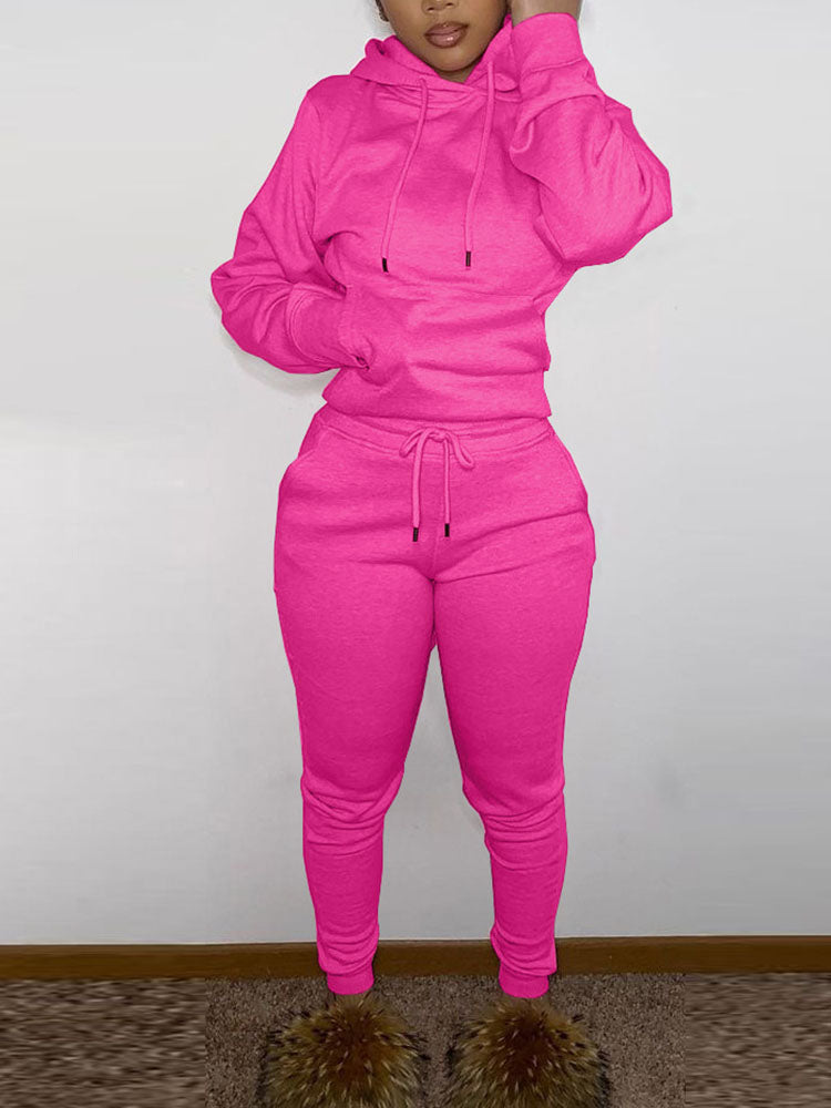 Conjunto de sudadera con capucha y pantalones deportivos con forro polar 