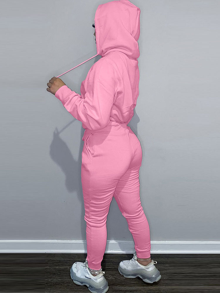 Conjunto de sudadera con capucha y pantalones deportivos con forro polar 