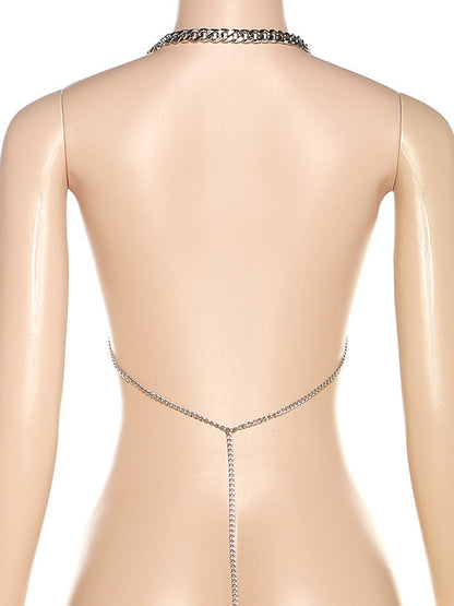 Top corto con cadena metálica y espalda descubierta 