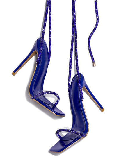 Sparkling Rhinestone Ankle Strap High Heel Sandal